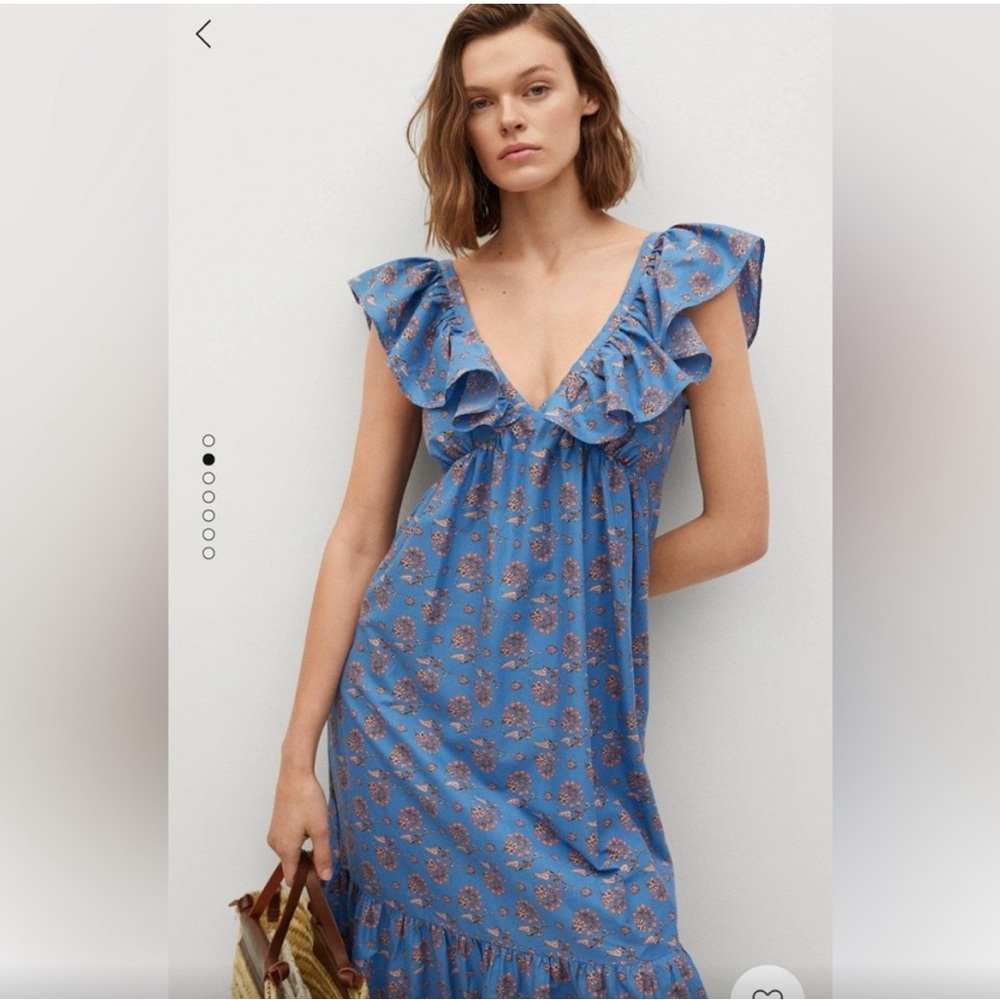 Mango Blue Ruffled Tiered Maxi Sundress - Picture 2 of 10